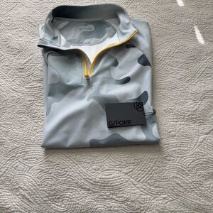 G/FORE Gray and White Camouflage Pullover with Yellow Trim